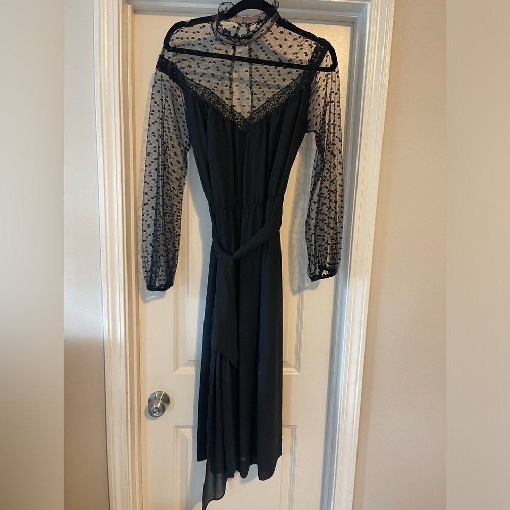 Vintage Lee Jordan New York black lace dress size 14